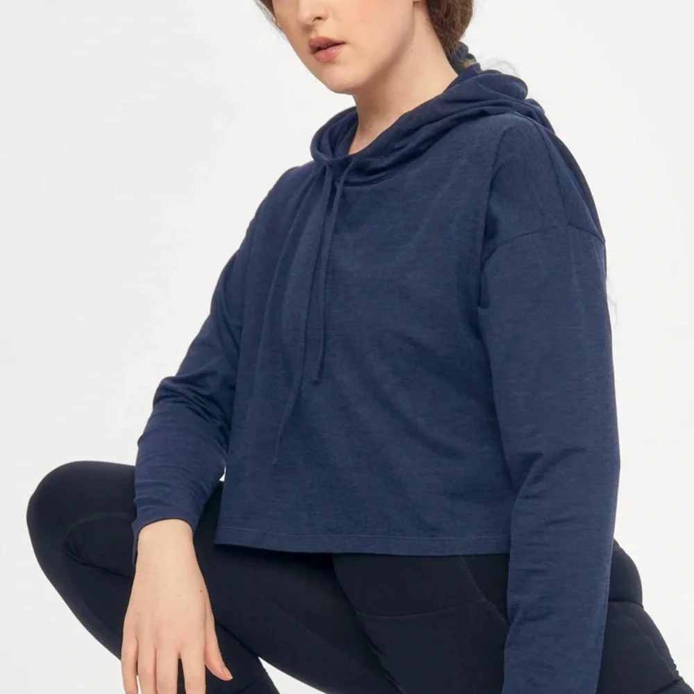 Girlfriend Collective Women's Pullover Midnight ReSet Hoodie Athleisure Yoga MD